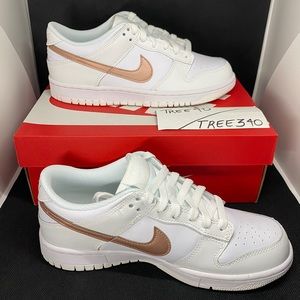 New Nike Dunk Low White Metallic Red Bronze GS 7Y DH9765-100 Deadstock 7M/8.5W